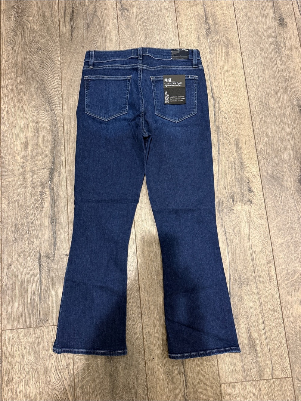 NEW • Paige • Colette Crop Classic High-Rise Cropped Flare Jeans - Dark Blue 29 - Picture 4 of 4
